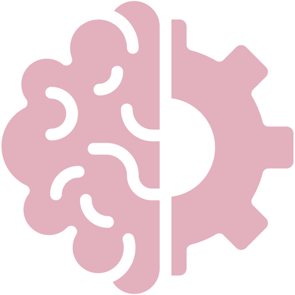 Pictogramme représentant une moitié de cerveau et une moitié de rouage