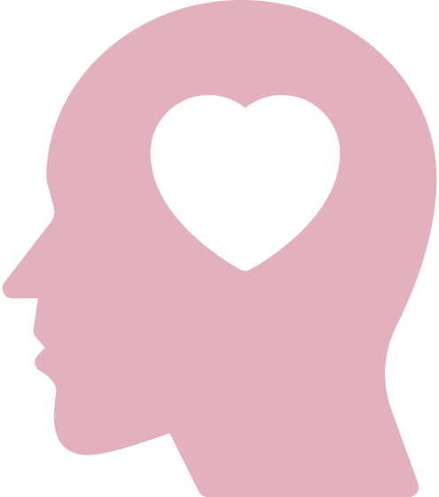 Pictogramme d'un visage de profil avec un coeur dans le crâne